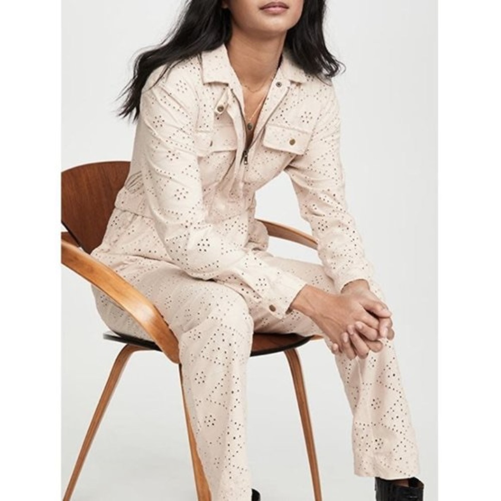 Free people cream eyelet coverall jumpsuit - Picture 4 of 9